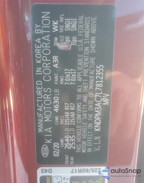 2020 Kia Sportage Lx from USA, damaged, VIN KNDPM3AC7L7812355